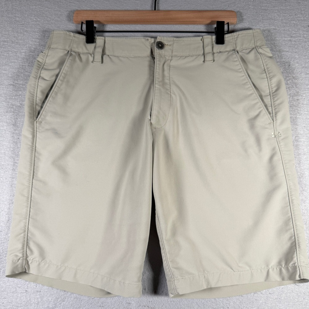 Under Armour Mens HeatGear Loose Golf Shorts Tan Khaki Size 36 10in‎ Inseam